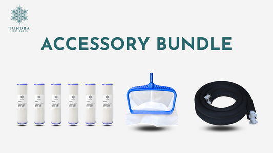Enhance your TUNDRA Ice Bath experience with our essential accessory bundle. This set includes 6 replacement filters for clean water, a fine mesh skimmer net for debris removal, and insulation sleeves to maintain the perfect temperature. Ideal for every ice bath enthusiast.